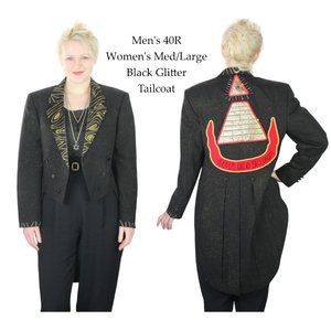 Desperately Seeking 80s Pyramid Mens 40R Women Med/Large Black Glitter Tailcoat
